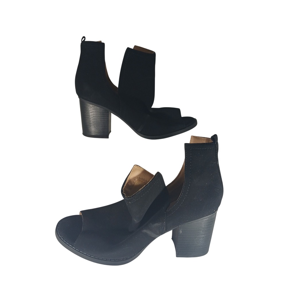 Marco Republic Open Toe Booties 8 Black Cutout Block Heel Chic Modern